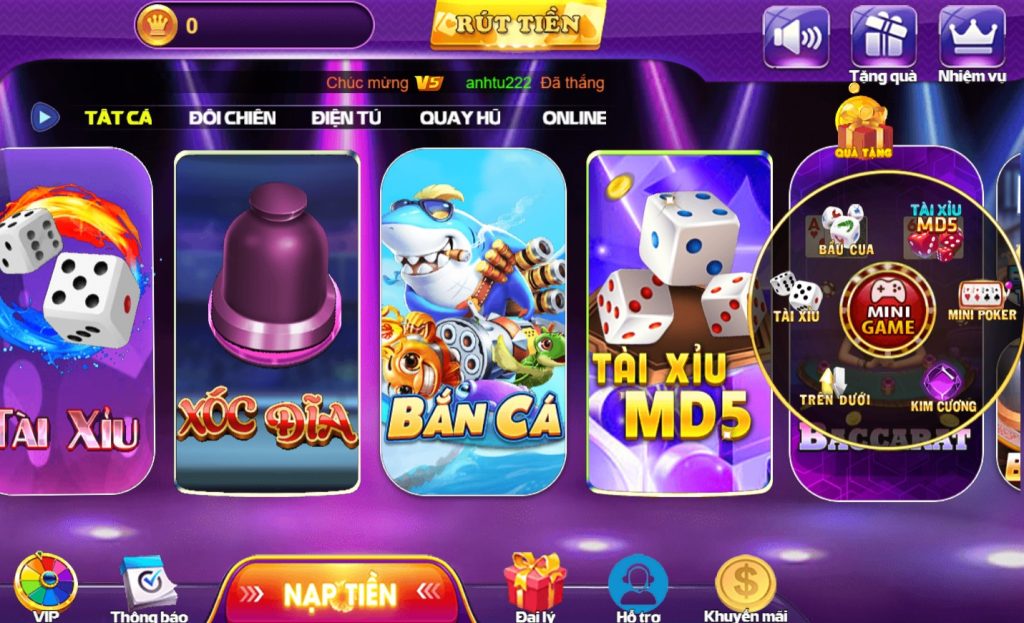 Giao diện Mini Poker 68GB hiện đại và dễ thao tác.